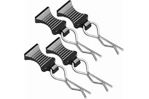 CRAZYHOBBY 1/10 RC Car Body Clips Pins with Pull Tabs R Clips for All 1:10 1/12 Scale Axial Redcat HPI Himoto HSP Exceed RC Car Parts Truck Buggy Shell Replacement, Set of 4 (Black)