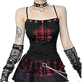 Women's Gothic Crop Top Spaghetti Strap Camisole Mall Goth Grunge Punk Fairy Cami Corset Top Backless Vest