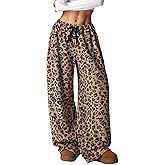 Leopard Pants Women Therian Fuzzy Pajama Pants Y2k Cheetah Pants Grunge High Waisted Fluffy Pants