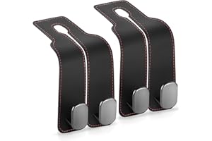 Accevo Car Seat Hooks for Headrest, Headrest Hook for Purses and Bags, 2 in 1 Car Seat Back Storage Hooks for Headrest, 2 Pack