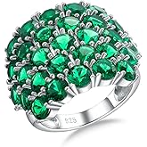 CAIDIKA Pave Gemstone Birthstone Statement Rings for Women Men 925 Sterling Silver/14K Gold Plated Chunky Dome Ring Birthday Cocktail Jewelry Rings, Size 6 to 10(with Gift Box)