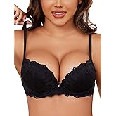 zossav Push Up Bras for Women Add 2 Cups Sexy Lace Cleavage Extra Padded Plunge Bra Underwire