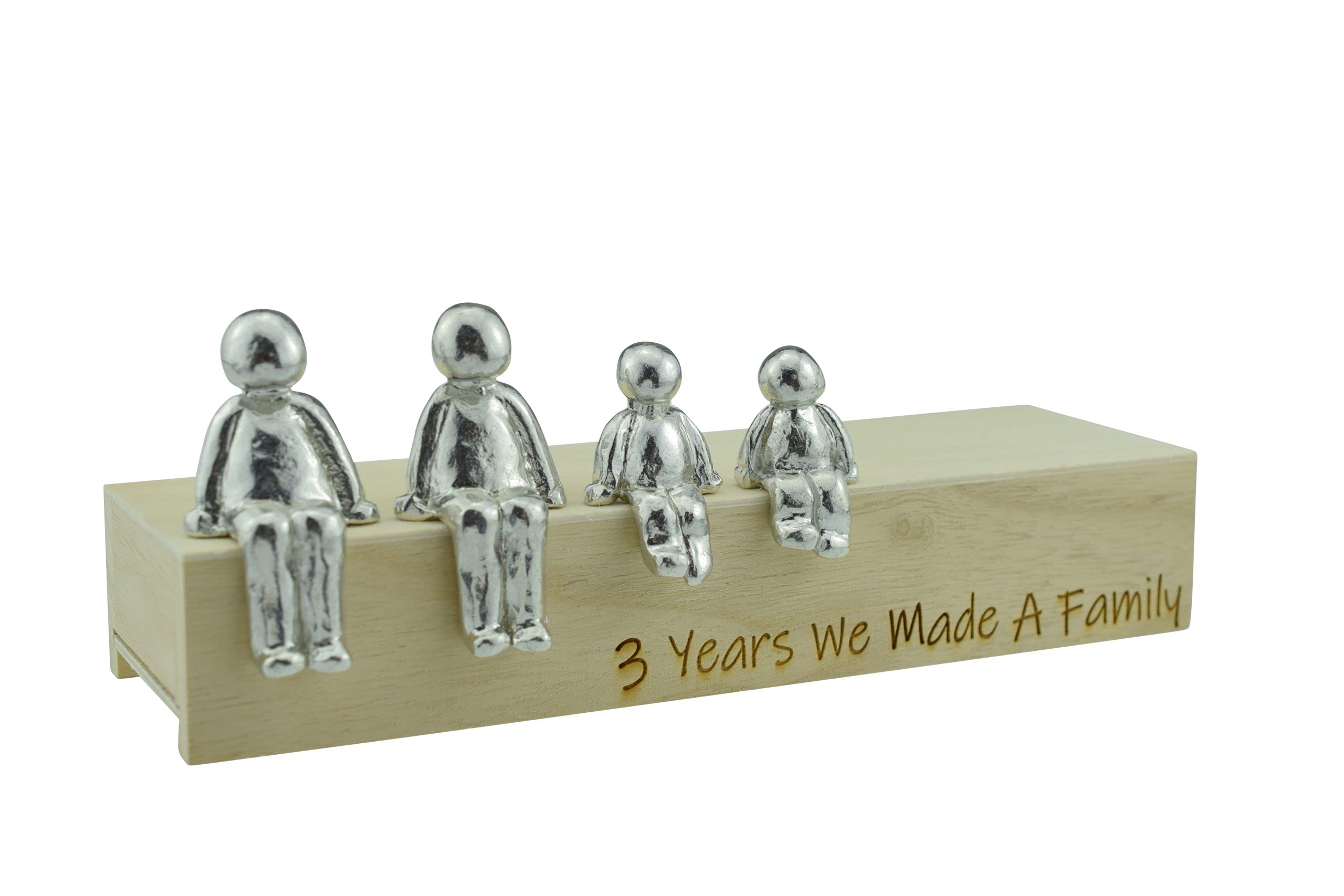 Pirantin 3rd Anniversary Idea - 3 Years We Made A Family Metal Ornament - Choose Your Family Combination Box & Woodgrain May Vary(2 children)