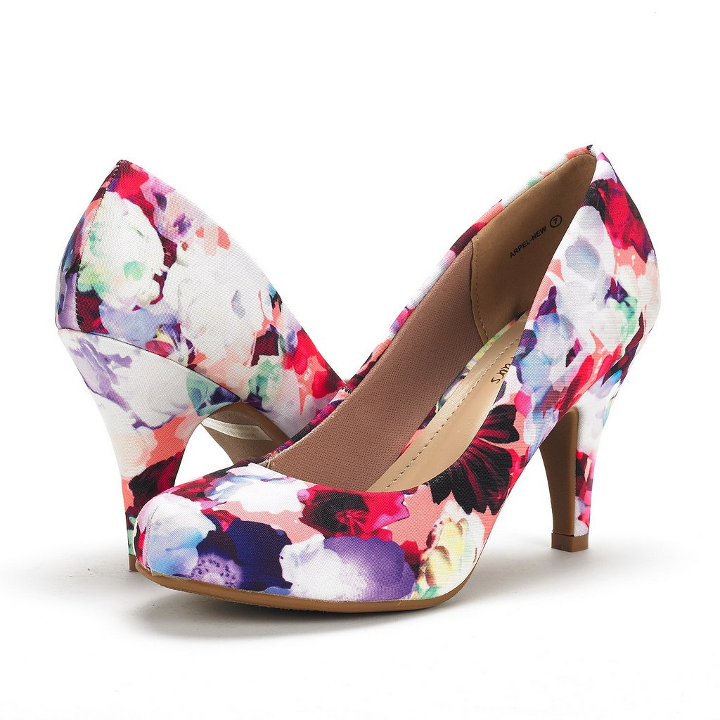 DREAM PAIRS ARPEL Women's Formal Evening Dance Classic Low Heel Pumps Shoes New Floral Size 9 - Image 5