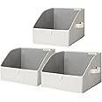 StorageWorks Closet Storage Bins, Trapezoid Storage Box for Shelves, Fabric Closet Bins and Organizing Baskets, Small, 3-Pack, Mixing of Beige, White & Ivory