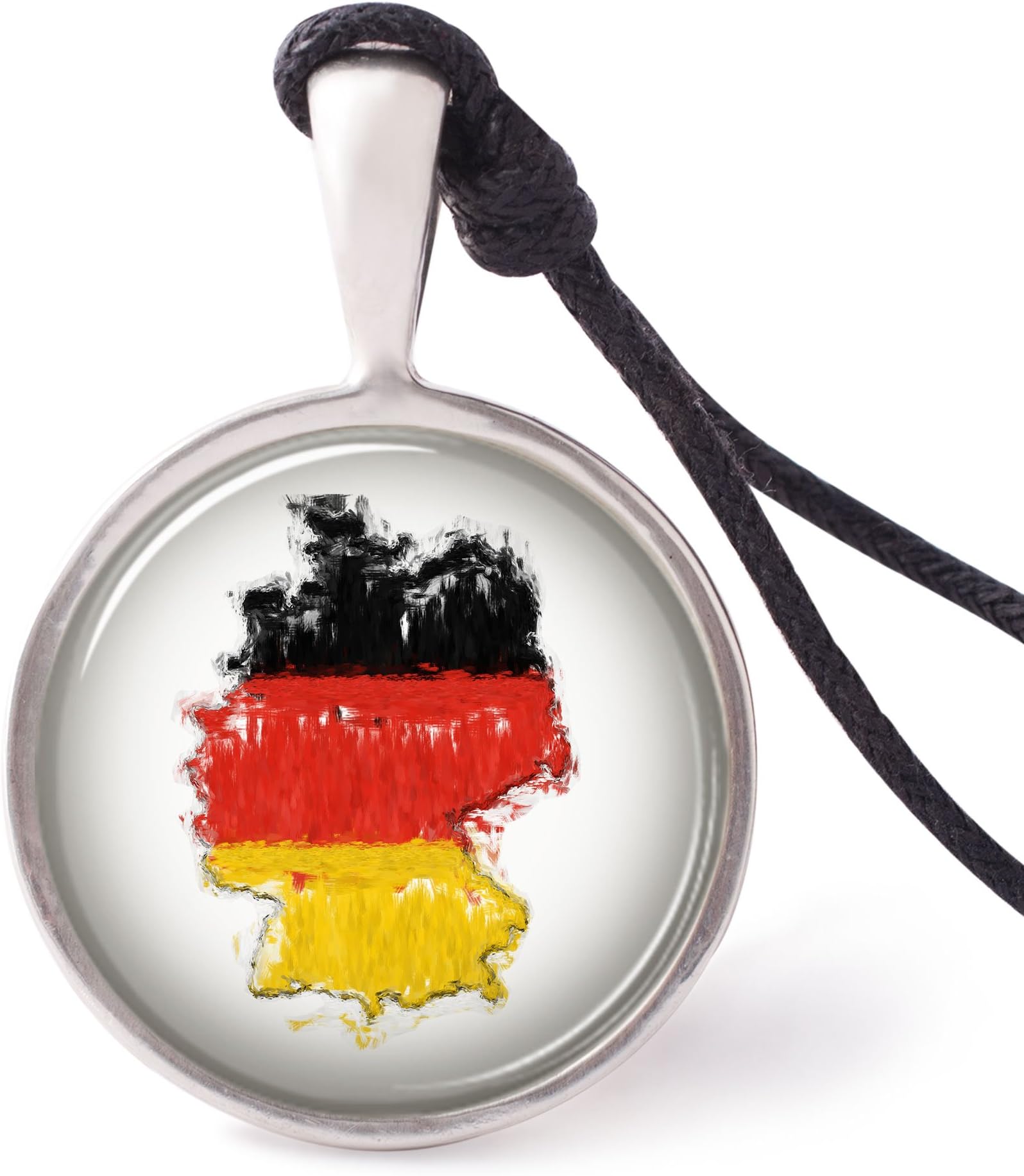German Flag Necklace Pendants Pewter Silver