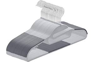 ABHENG 30 Pack Plastic Coat Hangers, Heavy Duty Pant Hangers, Space-Saving Suit Hangers with S-Shaped Opening, Non-Slip, 360º Swivel Hook, 16.3”L x 0.2”W x 8.9”H, Gray, UAPY0430G