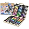 Darnassus 130-Piece Art Set, Deluxe Professional Color Set, with Compact Portable Wooden Case, Art Kit Gift for 4-12 Age