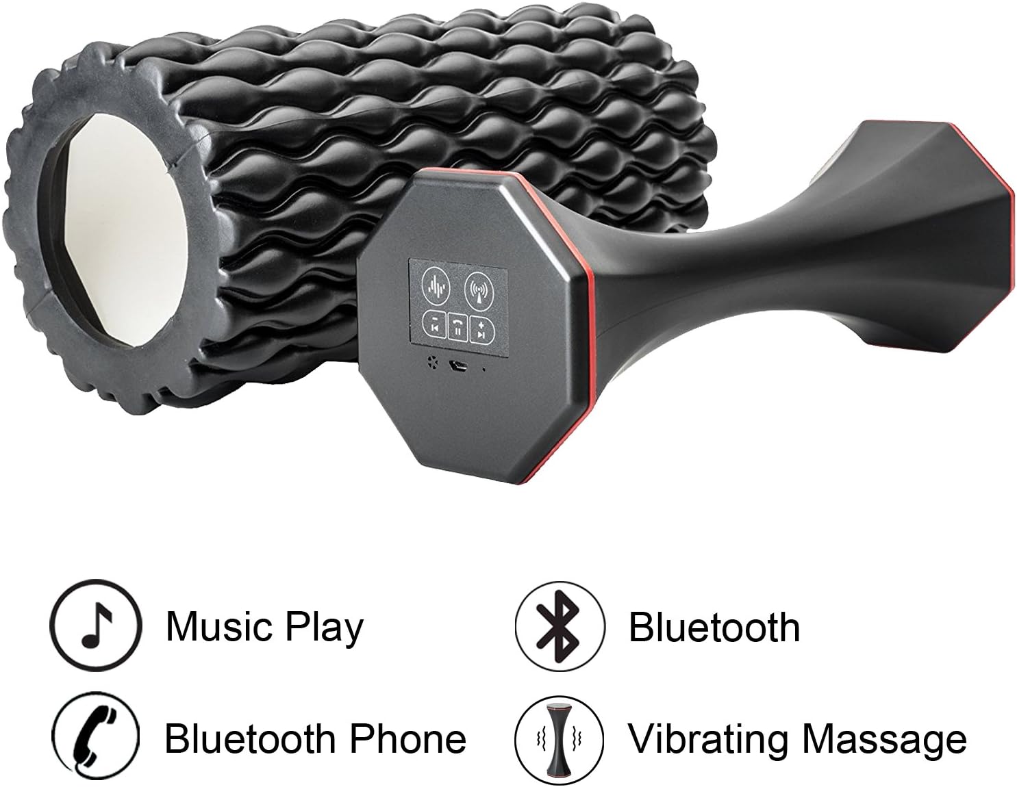 EXEFIT Foam Roller With Electric Vibrating Dumbbell Bluetooth Speaker For massage and Vibration training