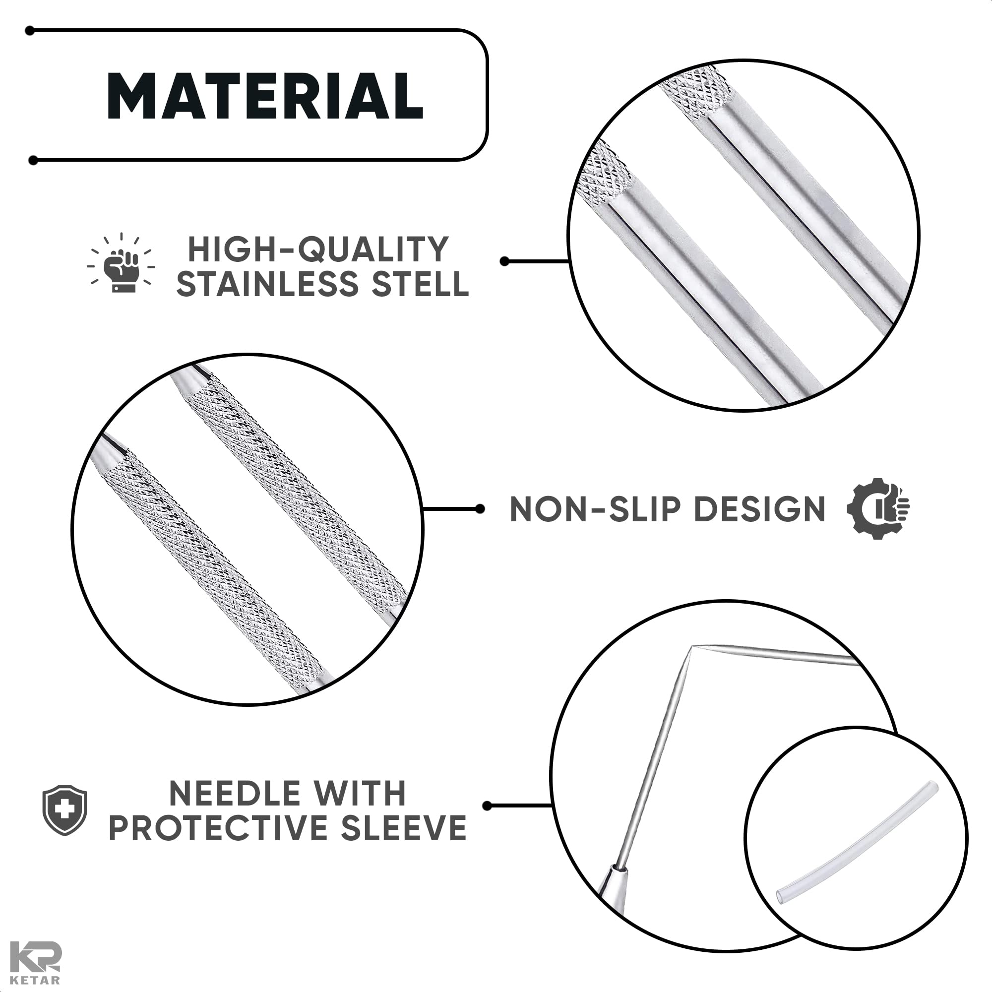 KETAR 4Pcs Pottery Needle Tool – 6.3 Inches Needle Tools for Clay, Durable Stainless Steel Tips, Non-Slip Grip & Protective Sleeve, Easy to Clean for Ceramics, Sculpting, DIY Craft & Detailed Carving