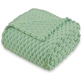 KORBLISS Super Soft Fleece King Size Blanket 90x90 Inches for Bed, Premium Silky with 3D Imitation Turtle Shell Jacquard Decorative Blankets, Lightweight and Cozy for Living Room.Sage Green