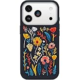 OtterBox iPhone 17 Pro Symmetry Series Cactus Leather Embroidery Case - Enchanted Garden - Blue - Textured, Embroidered Floral Artistic iPhone Case