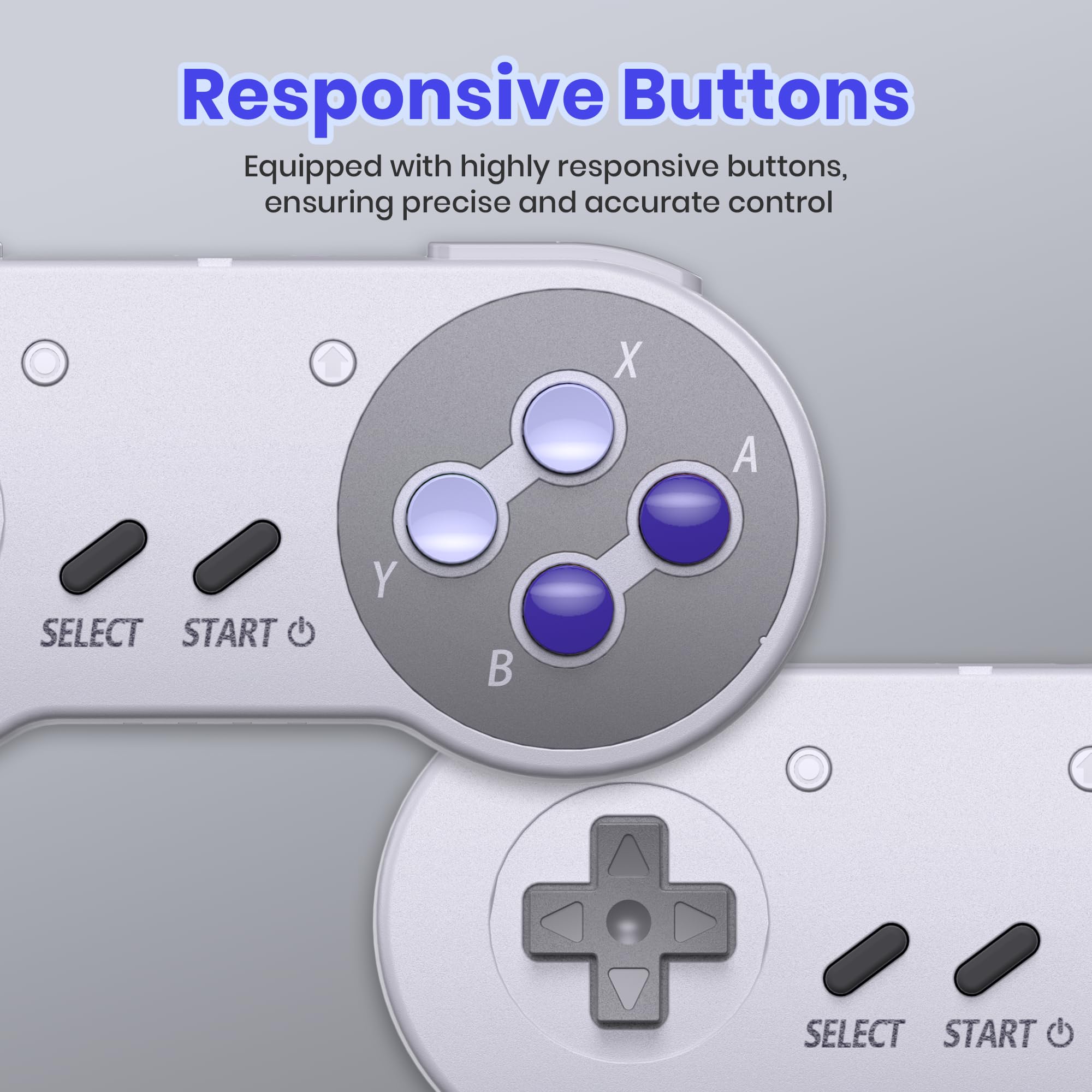 2.4 GHz Wireless SNES Switch Online Controller, USB Receiver, Compatible with Switch/Switch OLED, PC, Mac OS, Android, Steam Deck, Raspberry Pi (Rechargeable) (Plug and Play) (2 Pack) Purple