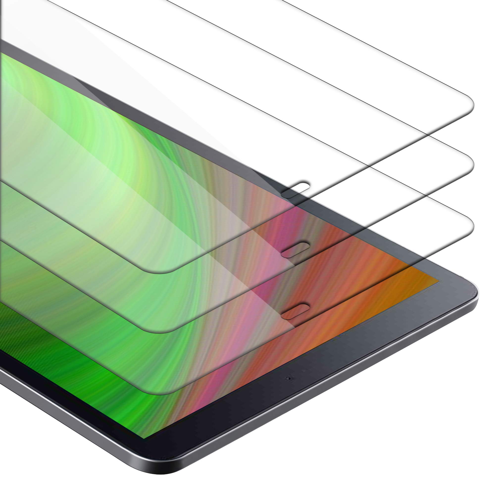 cadorabo 3x Tempered Glass compatible with Samsung Galaxy Tab A (10.5") in HIGH TRANSPARENCY - 3 Pack Screen Protection 3D Touch Compatible with 9H Hardness - Bulletproof Display Saver