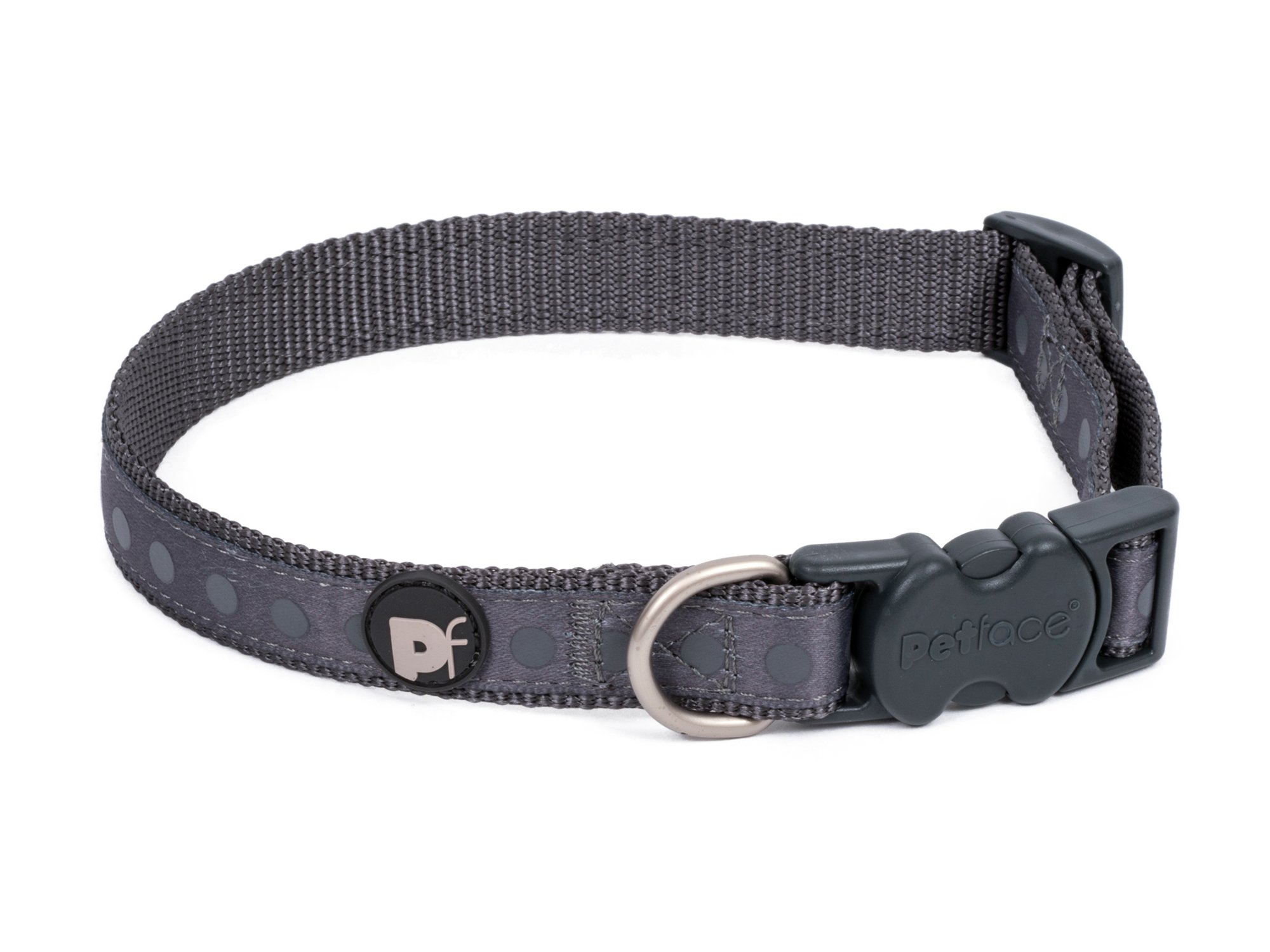 Petface Steel Tonal Dots Print Dog Collar, X-Small, Grey