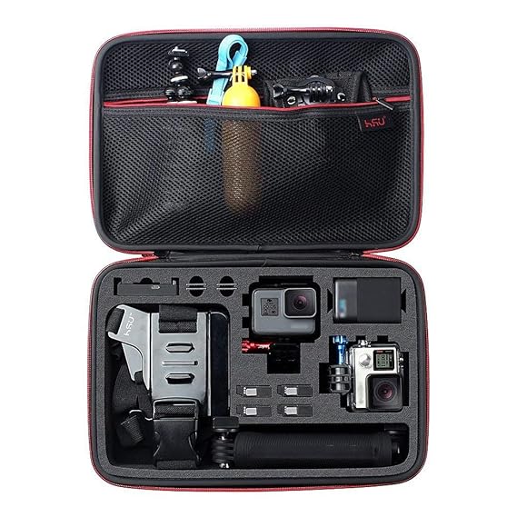 HSU Schutztasche Tragetasche (Große) - Neuer Tasche Case für GoPro Hero 2018/7/6/5/4/3+ und Zubehör, mit Tragegriff und Karab