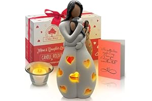 Gifts for Mom from Daughter - Candle Holder Statue W/Flickering LED Candle by OakiWay - Cool Moms Birthday Gift Ideas, Christmas, Mothers Day, Unique Daughters Gifts, Happy Bday (Dark)