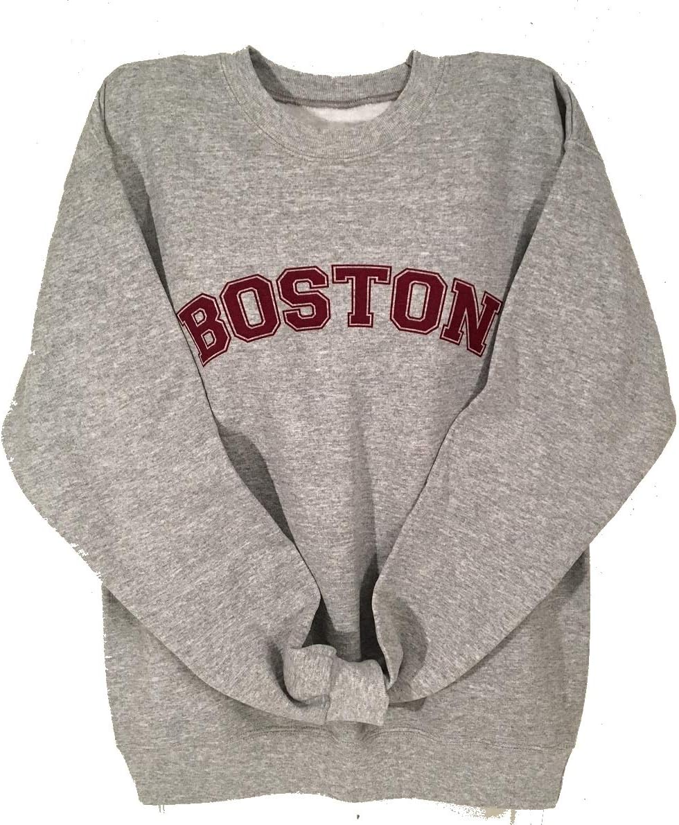 Sport Gray Boston Sweatshirt with Maroon Imprint