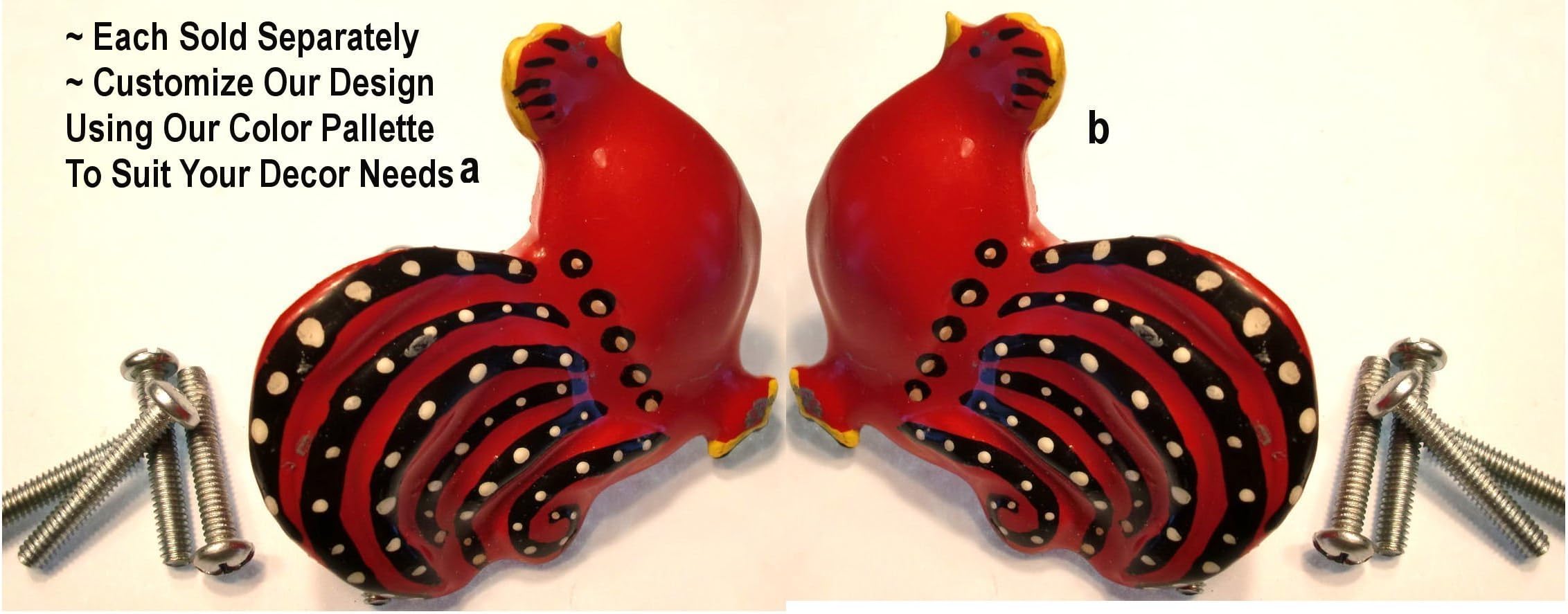 Rooster Farm Animal Bird Animal Cabinet Drawer Knobs Pulls Country Theme Decor