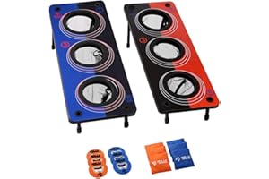 Rally and Roar 2 in 1 Bag and Washer Toss Game 14 Piece Outdoor Game Set - 26in x 10in Targets - 3 Varying Size Holes - Dual-