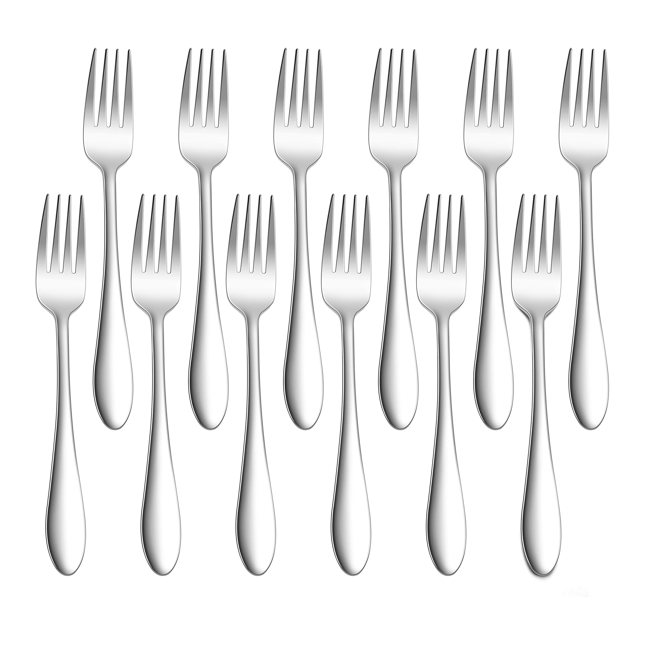 Herogo Forks Set of 12, 20 cm Stainless Steel Dinner Forks Set for Home, Restaurant, Hotel, Mirror Polish Cutlery Table Forks Set, Durable & Dishwasher Safe, Metal Silver