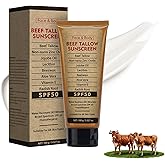Beef Tallow Sunscreen with Zinc Oxide for Body Facial, Non-Toxic Natural Mineral Sunscreen Reef Safe Sunblock SPF 50,Clean Non-Greasy (For Sport or Daily Use), 3.5 OZ