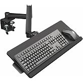 VIVO Black Pneumatic Arm Clamp-on 24 x 10 in Keyboard Tray, MOUNT-KB35CP | Sit-Stand Computer Keyboard &amp; Mouse Tray, Clamp-on Desk Mount, Counterbalance Height Adjustable Platform, Long Extension