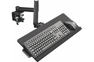 VIVO Sit-Stand 24 Inch Pneumatic Spring Keyboard and Mouse Tray Clamp-on Desk Mount, Counterbalance Height Adjustable Typing 