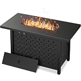 Vongrasig 43" Propane Fire Pit for Outside, 50,000 BTU Outdoor Gas Fire Pit Table with Lid &amp; Lava Rock, Steel Rectangular Fire Table for Patio, Backyard, Deck, Garden, Black