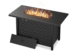 Vongrasig 43 inch Gas Fire Pit Table, 50,000 BTU Outdoor Rectangular Propane Firepit Table with Lid, Lava Rock, 2 in 1 Firepit Table for Outside, Patio, Deck, Garden, Backyard