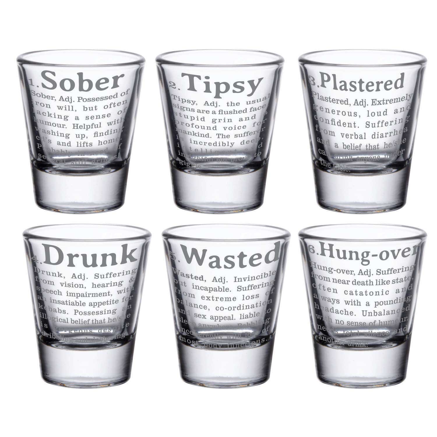 Buy TheYaYaCafe Engraved Vodka Shot Glasses Set of 6 Drunk and Wasted
