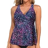 Tempt Me Women Tankini Top Only Flowy Swim Tops V Neck Bathing Suit Top