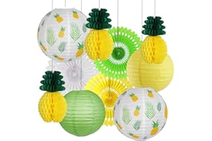 zilue Pineapple Party Decorations Hanging Paper Lanterns Pineapple Honeycomb Tissue Paper Fans for Hawaiian Tropical Birthday Luau Party Decorations Summer Decor (Yellow)
