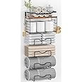 Towel Racks for Bathroom,Towel Rack Wall Mounted, 6 Tier Rolled Or Folded Towel Holder with Floating Shelves, Bathroom Towel Holder for Bath, Hand Towels,Metal and Wood