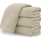 VOOVA & MOVAS Taupe Hand Towels for Bathroom, Large 18"x28" | 100% Cotton | Lightweight | Thick | Quick Dry | Soft | Absorb, Beige Bath Hand Towels Set of 4, Bathroom Essentials, Tan