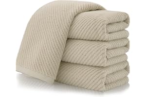 VOOVA & MOVAS Taupe Hand Towels for Bathroom, Large 18"x28" | 100% Cotton | Lightweight | Thick | Quick Dry | Soft | Absorb, Beige Bath Hand Towels Set of 4, Bathroom Essentials, Tan