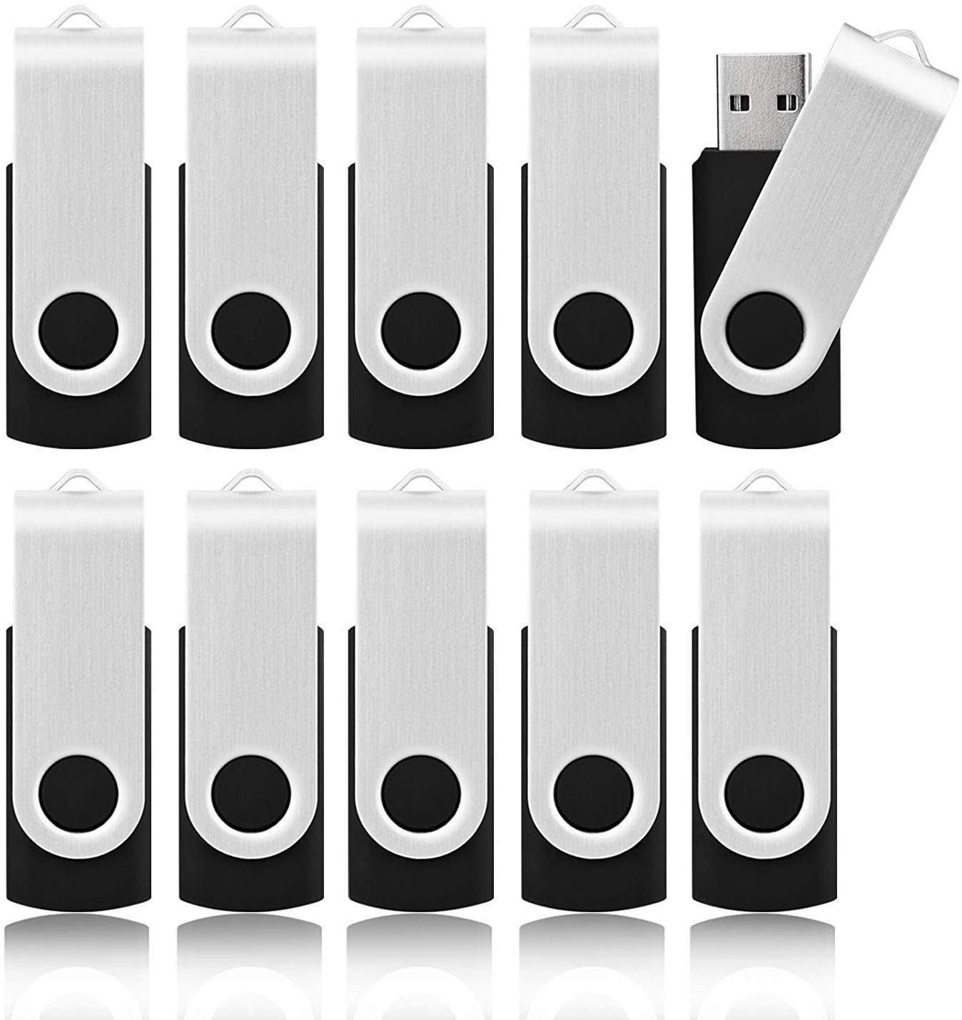 KOOTION Pack of 10 USB Sticks 32 GB Memory Sticks Set USB 2.0 10 Pieces Memory Stick Metal 32G Thumb Drive Pack of 10 Flash Drives Memory Sticks 32 Gbyte Flash Sticks USB Flash Drives Colourful, Black