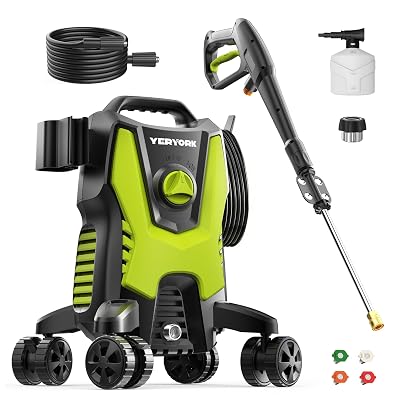 Pressure Washer, 4800 PSI Power Washer with 4 Lockable Wheels, Steel Wand, 4 Quick Connect Nozzles, 500ml Foam Cannon, High Pressure Washer for Decks/Driveways/Cars Cleaning