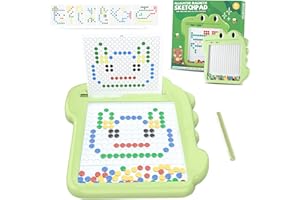 YOEYEO Magnetic Drawing Board for Kids, Magnetic Dot Art, Large Magnetic Doodle Board with Magnetic Pen and Beads, Montessori Preschool Educational Toy for 3 4 5 6 Year Old Toddler Boys Girls