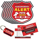 Pet Alert Stickers - in Case of Emergency Pets Rescue Stickers Static Cling Window Decals (6 Pack), Pet Home Alone Wallet Car