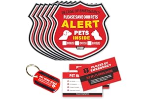 WINGKIND Pet Alert Stickers - in Case of Emergency Pets Rescue Stickers Static Cling Window Decals (6 Pack), Pet Home Alone Wallet Cards, Key Tag - NO Adhesive, Removable, UV Resistant