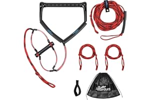 Affordura Wakeboard Rope 75 Feet Water Ski Rope with Handle Ski Ropes for Watersports, Ski Tow Rope for Tubing 4 Sections Tube Tow Rope for Watersports, Storage Bag Included