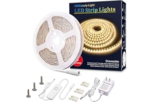 MY BEAUTY LIGHT LED Strip Lights Warm White, 16.4ft Dimmable LED Light Strip,12v Flexible LED Rope Lights Kits for Kitchen Cabinet Bedroom Party Decor
