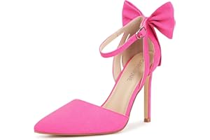 Carcuume Womens Bow Tie Back Heels Close Toe Pumps Stiletto High Heels Wedding Shoes Ankle Strap Heel Sandals