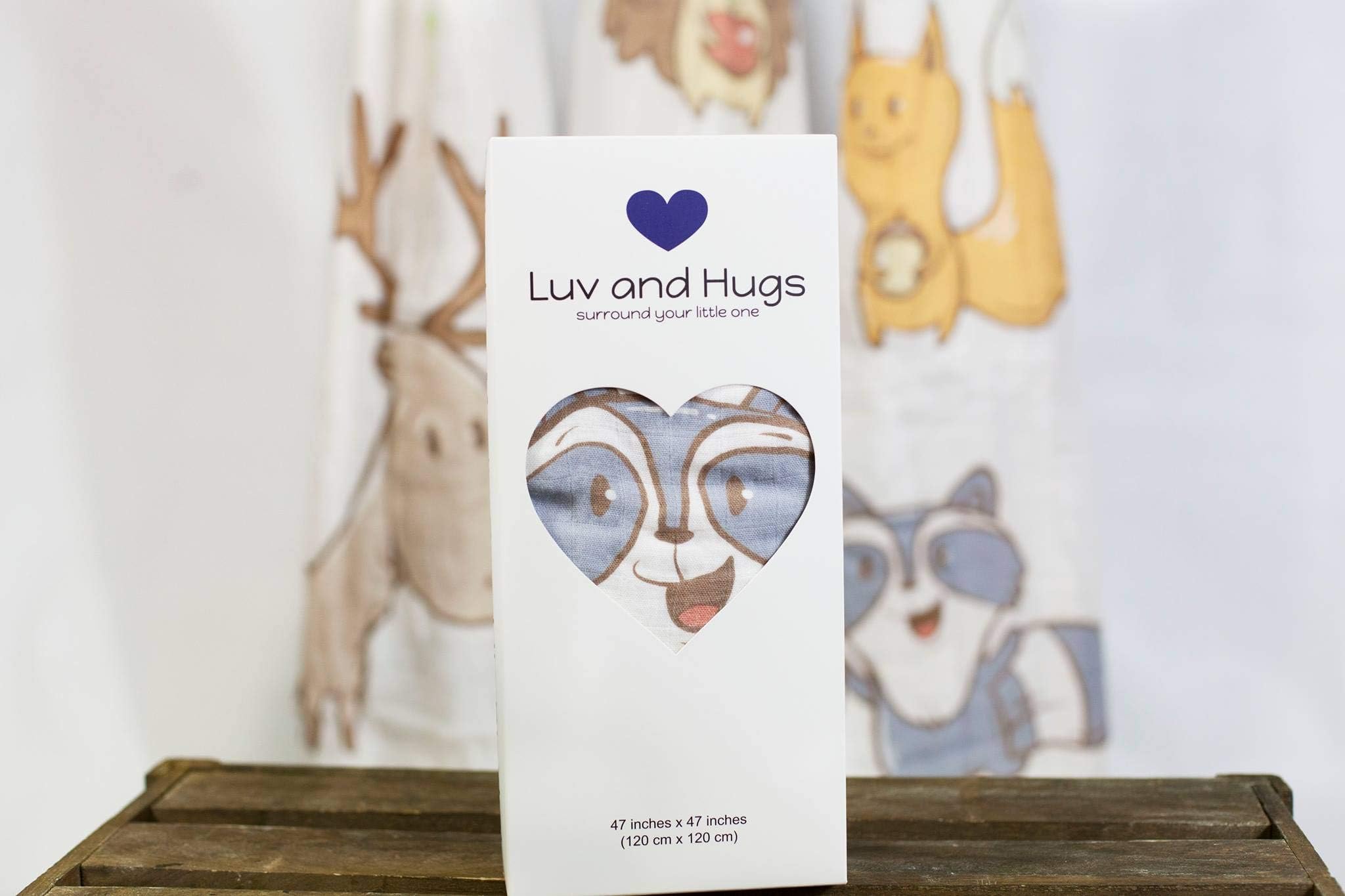 Luv and Hugs Forest Friends Large Premium Knit Muslin Swaddle Blanket