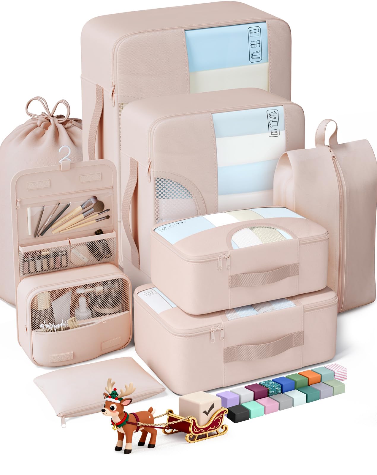 Veken 8 Set Packing Cubes, Christmas Gifts for Women Mom Girl Her Birthday, Cruise Ship Travel Essentials Accessories for Beach Vacation, Suitcase Organizer Bags for Luggage with Hanging Toiletry Bag