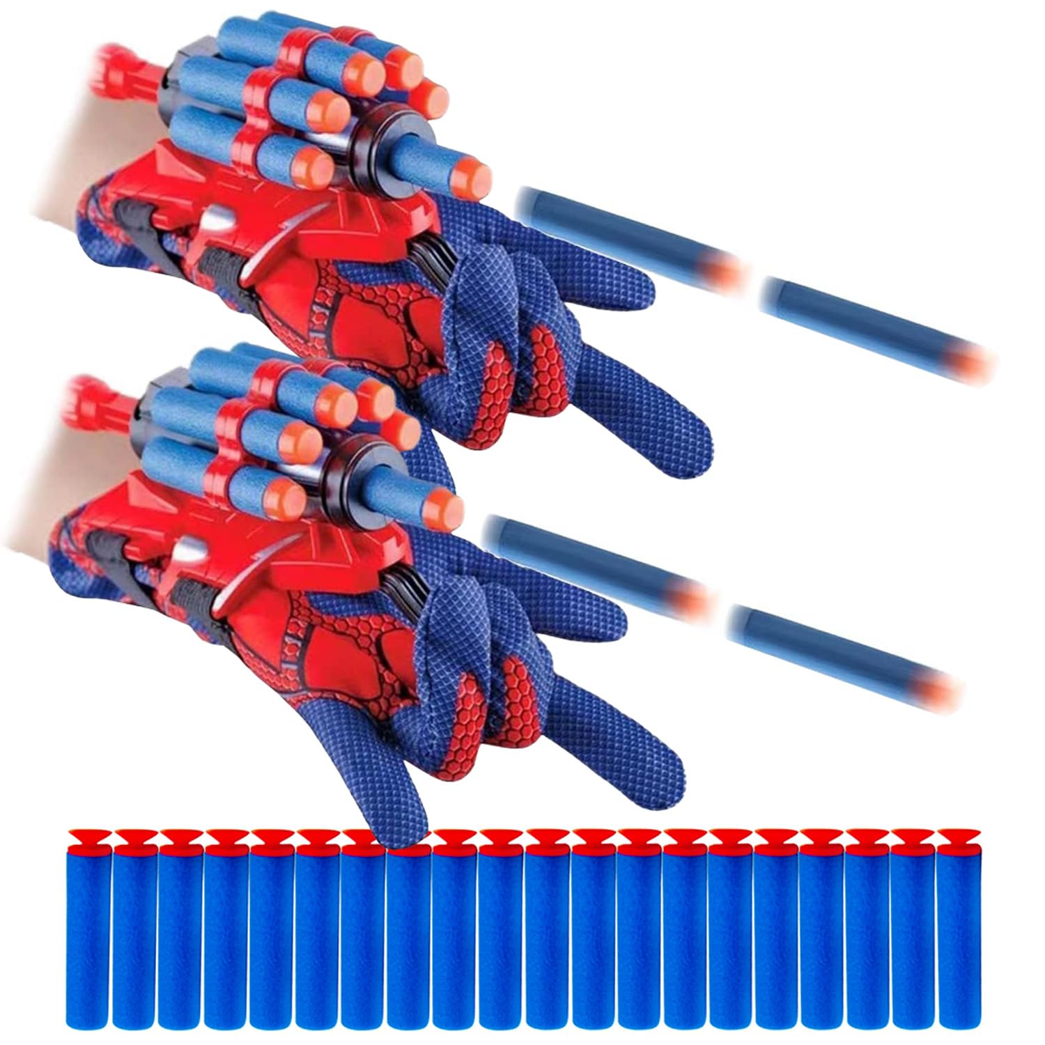keumi 2 Sets Spider Web Shooters for Kids Easter Decorations Basket Stuffers Cosplay Launcher Gloves with Wrist Toy Set Hero Webs Shooter for Kids