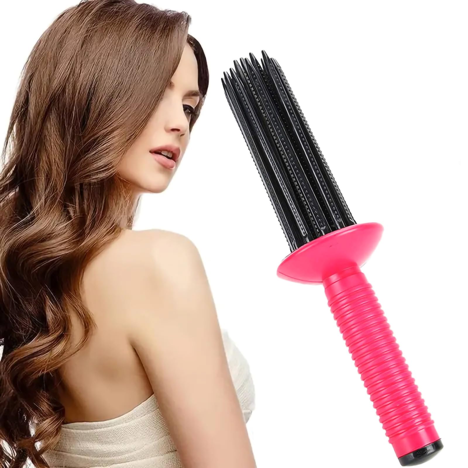 Curler Combs for Hair, Hair Curling Styling Brush, Travel Curling Comb, Portable Curling Comb, Non-Slip Curling Comb for Women, Home Use, Travel, Dating (Red)