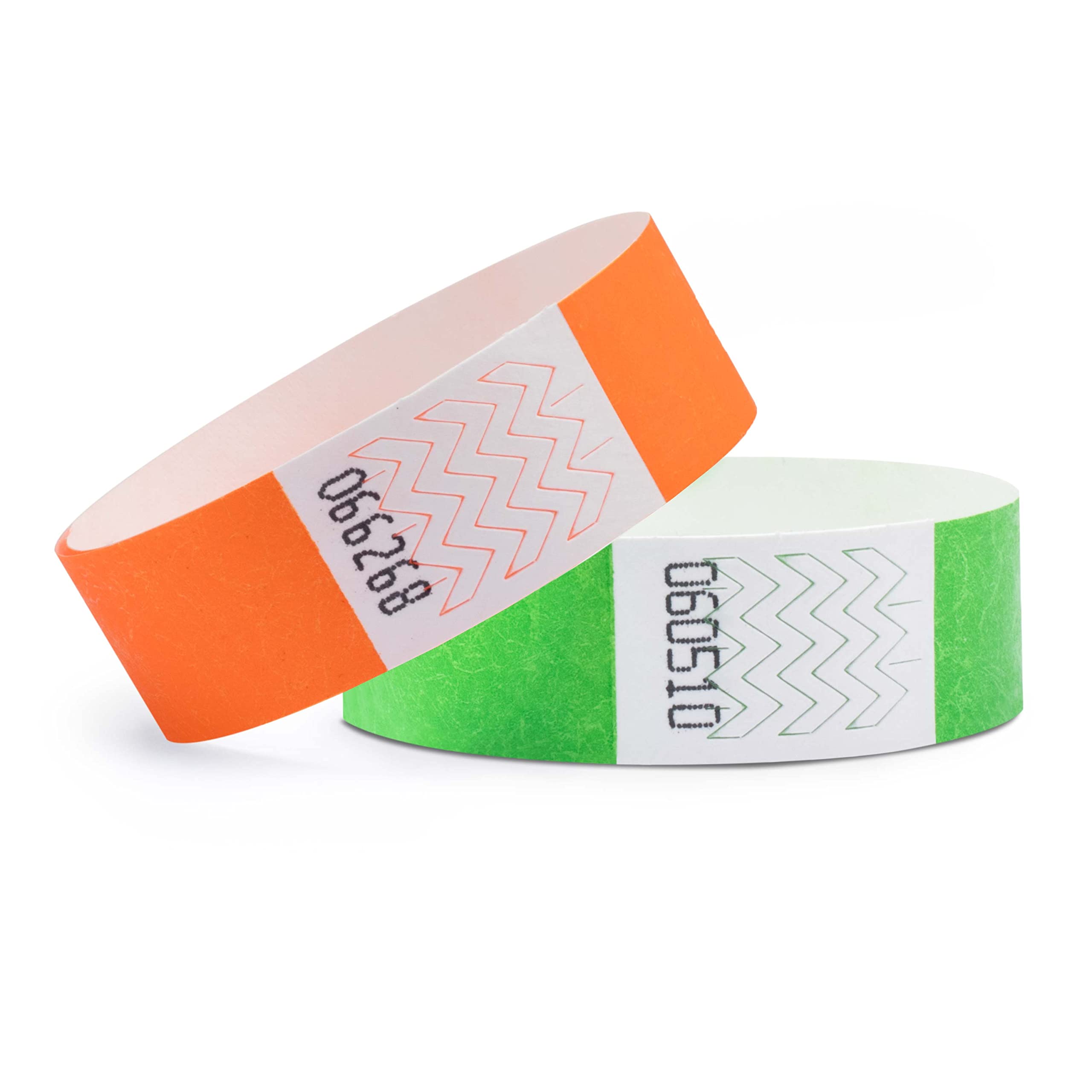 linie zwo ®, Pack of 1000 Wristbands 19 x 254 mm, Neon Orange (500 Pieces) + Neon Green (500 Pieces)