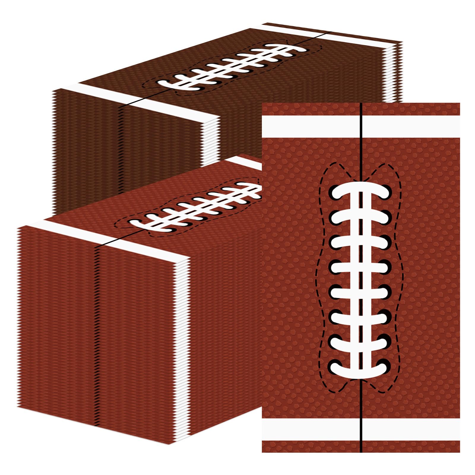 Photo 1 of 100 Pack Football Napkins Party Supplies - Rectangle Rugby Pattern Napkin Bulk, 3-Ply Brown Disposable Paper Hand Towels Napkins Set for Football Game Day Tailgate Party Favors Table Decorations